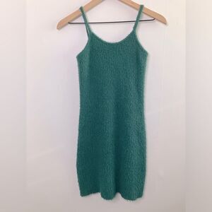Art Class Girls Fuzzy Sweater Dress Size Large 10/12 Green Spaghetti Strap